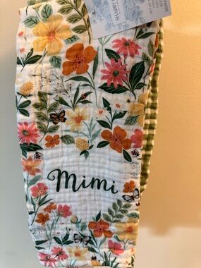 Shabby Chic Floral 'Mimi' Kitchen Towel in Green, Pink, Yellow, Orange
